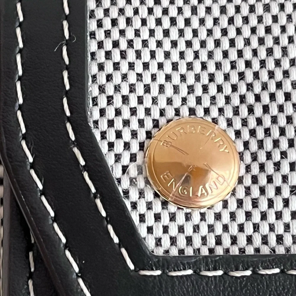 BURBERRY Horseferry Logo Canvas and Leather Pocket Bag